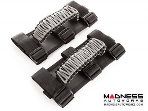 Jeep Wrangler JKU Para cord Grab Handles - Grey on Black - Pair
